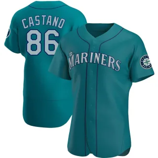 Men's Authentic Aqua Blas Castano Seattle Mariners Alternate Jersey