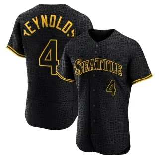 Men's Authentic Black Harold Reynolds Seattle Mariners Snake Skin City Jersey