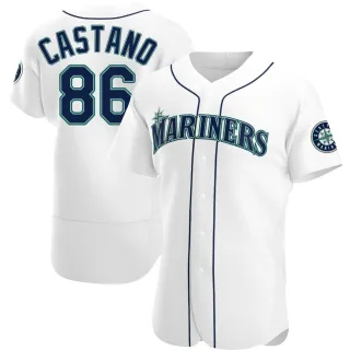 Men's Authentic White Blas Castano Seattle Mariners Home Jersey