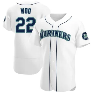 Men's Authentic White Bryan Woo Seattle Mariners Home Jersey