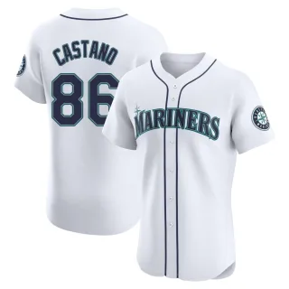 Men's Elite White Blas Castano Seattle Mariners Home Jersey