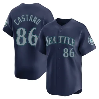 Men's Limited Navy Blas Castano Seattle Mariners Road Jersey