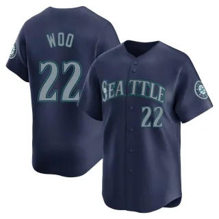 Men's Limited Navy Bryan Woo Seattle Mariners Road Jersey