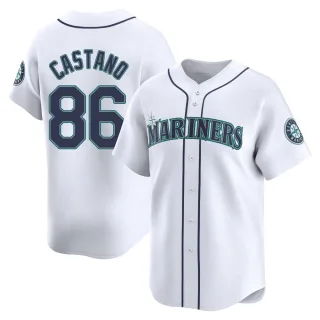 Men's Limited White Blas Castano Seattle Mariners Home Jersey