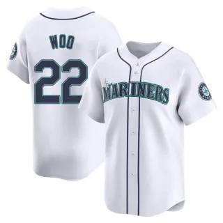 Men's Limited White Bryan Woo Seattle Mariners Home Jersey