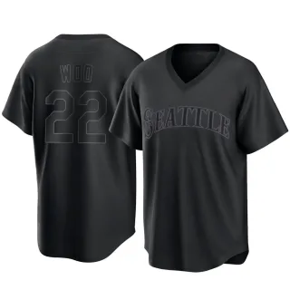 Men's Replica Black Bryan Woo Seattle Mariners Pitch Fashion Jersey