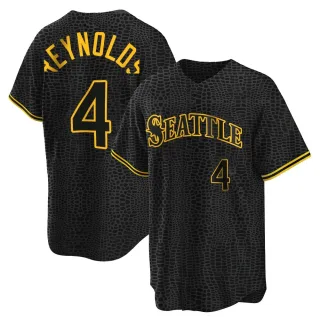 Men's Replica Black Harold Reynolds Seattle Mariners Snake Skin City Jersey