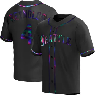 Men's Replica Black Holographic Harold Reynolds Seattle Mariners Alternate Jersey