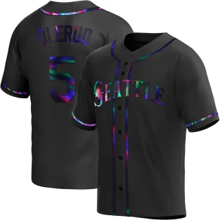 Men's Replica Black Holographic John Olerud Seattle Mariners Alternate Jersey