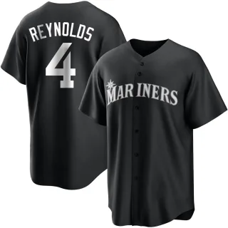 Men's Replica Black/White Harold Reynolds Seattle Mariners Jersey