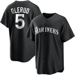 Men's Replica Black/White John Olerud Seattle Mariners Jersey