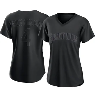 Women's Authentic Black Harold Reynolds Seattle Mariners Pitch Fashion Jersey