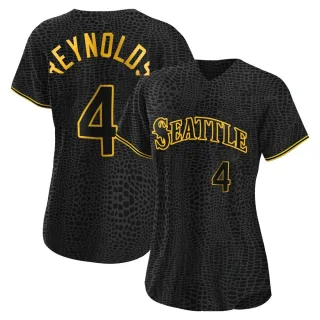 Women's Authentic Black Harold Reynolds Seattle Mariners Snake Skin City Jersey