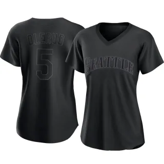 Women's Authentic Black John Olerud Seattle Mariners Pitch Fashion Jersey