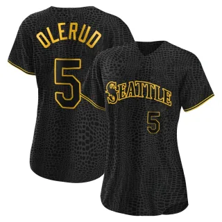 Women's Authentic Black John Olerud Seattle Mariners Snake Skin City Jersey