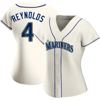 Women's Authentic Cream Harold Reynolds Seattle Mariners Alternate Jersey