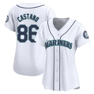 Women's Limited White Blas Castano Seattle Mariners Home Jersey