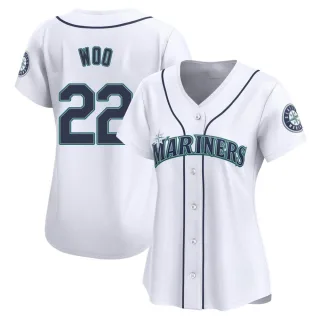 Women's Limited White Bryan Woo Seattle Mariners Home Jersey