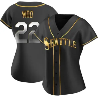 Women's Replica Black Golden Bryan Woo Seattle Mariners Alternate Jersey