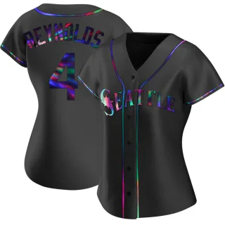 Women's Replica Black Holographic Harold Reynolds Seattle Mariners Alternate Jersey