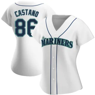 Women's Replica White Blas Castano Seattle Mariners Home Jersey