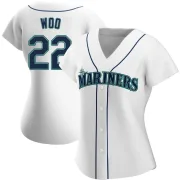 Women's Replica White Bryan Woo Seattle Mariners Home Jersey